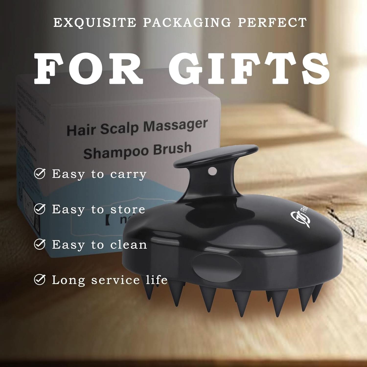 Scalp Massager and Shampoo Brush for Hair Growth and Dandruff Removal, Soft Silicone Bristles, Suitable for All Hair Types, Black