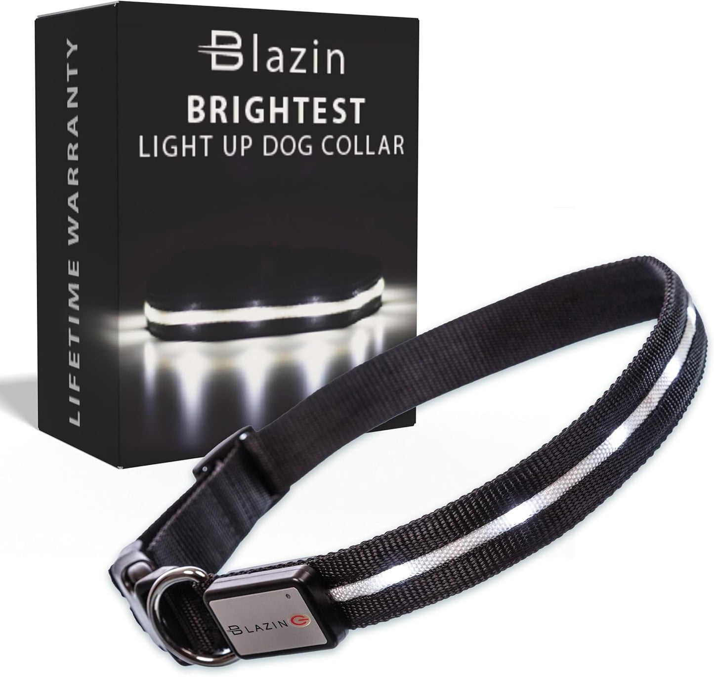 LED Dog Collar - Original Rechargeable Waterproof Design with 1,000 Feet Visibility - Suitable for Small, Medium, and Large Dogs - US Brand