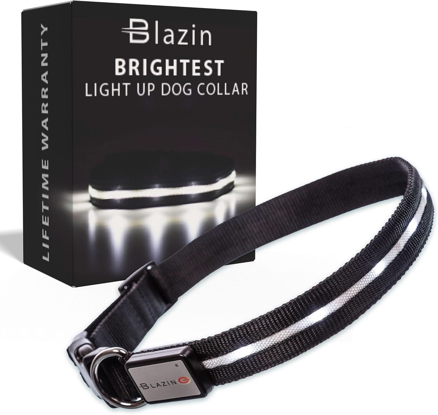 LED Dog Collar - Original Rechargeable Waterproof Design with 1,000 Feet Visibility - Suitable for Small, Medium, and Large Dogs - US Brand