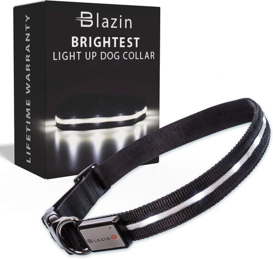 LED Dog Collar - Original Rechargeable Waterproof Design with 1,000 Feet Visibility - Suitable for Small, Medium, and Large Dogs - US Brand