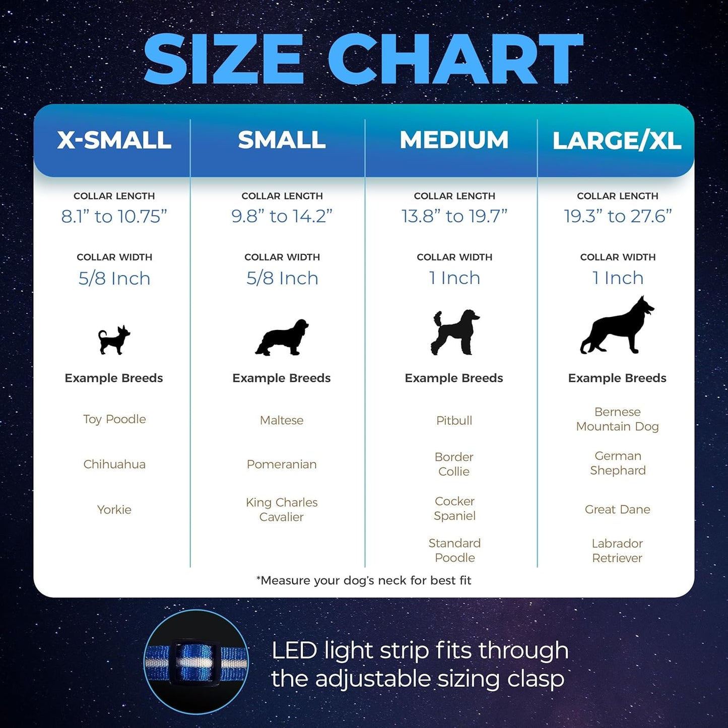 LED Dog Collar - Original Rechargeable Waterproof Design with 1,000 Feet Visibility - Suitable for Small, Medium, and Large Dogs - US Brand