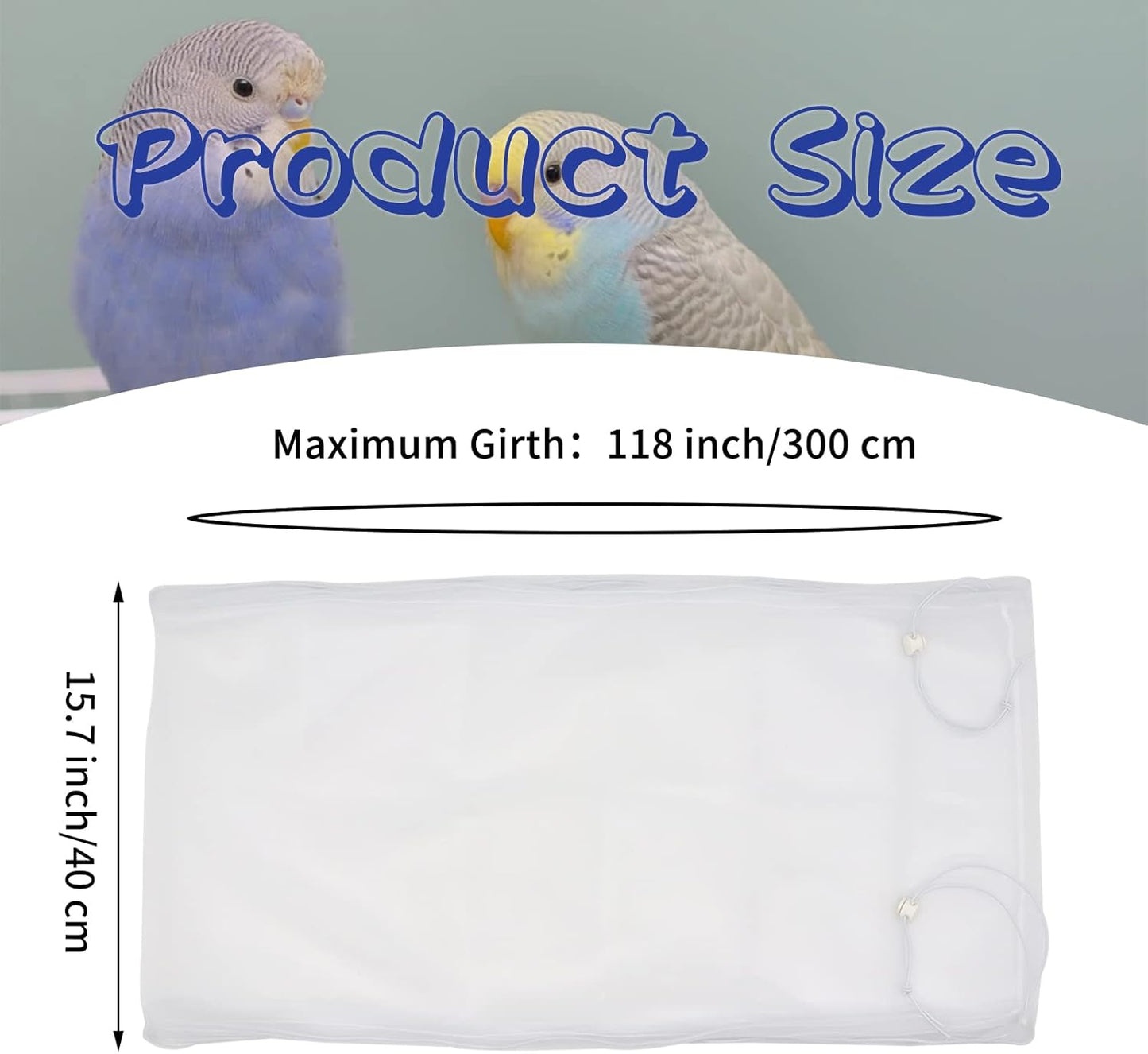 Set of 2 Large Bird Cage Covers, Adjustable Parrot Nylon Soft Mesh Net, Universal Seed and Feather Catcher, Sheer Guard Skirt for Round and Square Cages for Parakeets and Macaws