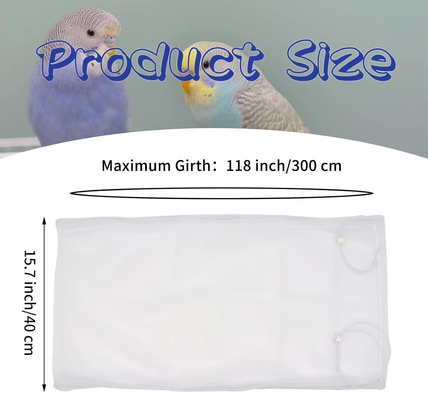 Set of 2 Large Bird Cage Covers, Adjustable Parrot Nylon Soft Mesh Net, Universal Seed and Feather Catcher, Sheer Guard Skirt for Round and Square Cages for Parakeets and Macaws