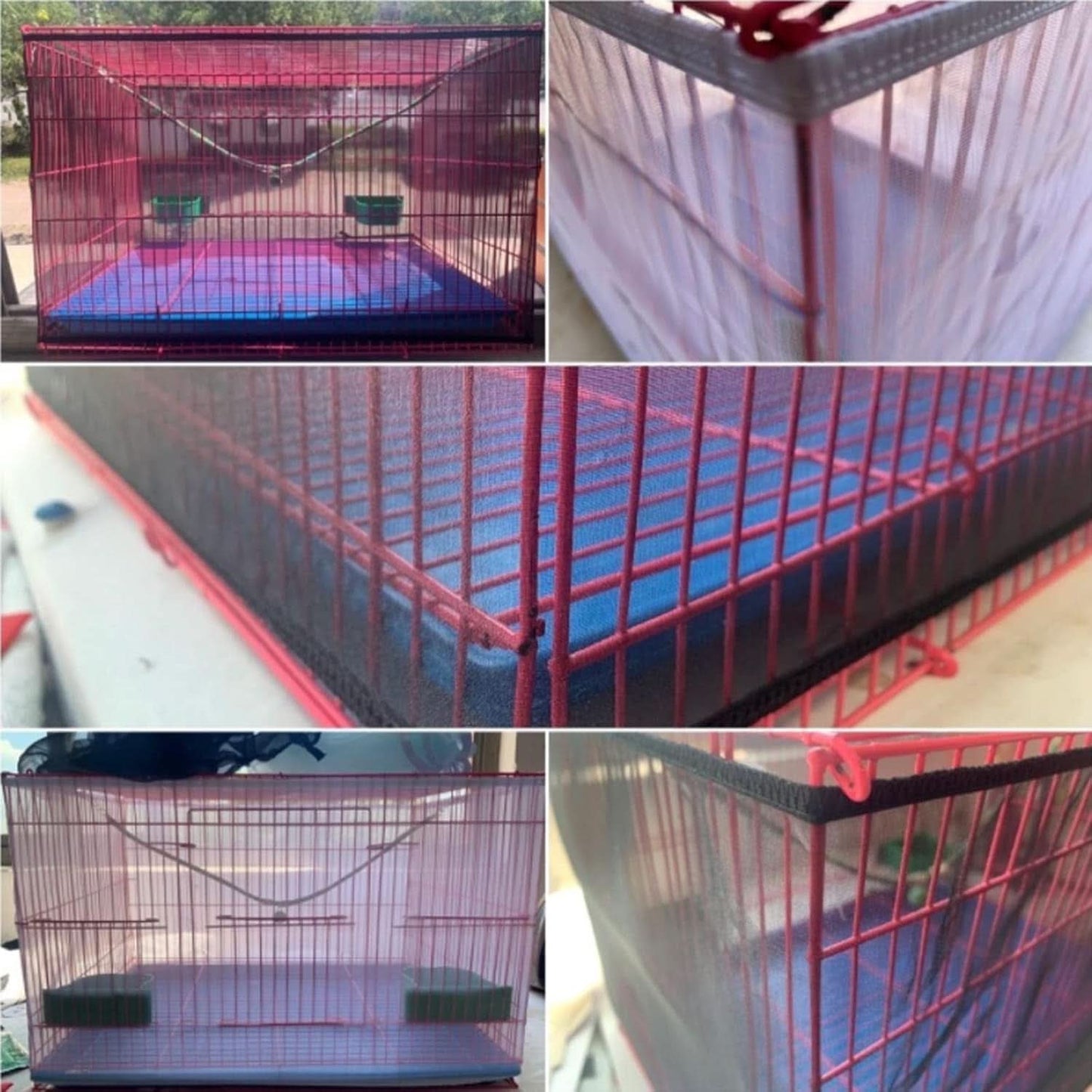 Bird Cage Seed Catcher - Airy Gauze Dust-Proof Cover for Universal Birdcages, Nylon Mesh Net with Stretchy Skirt, XL Size, Black