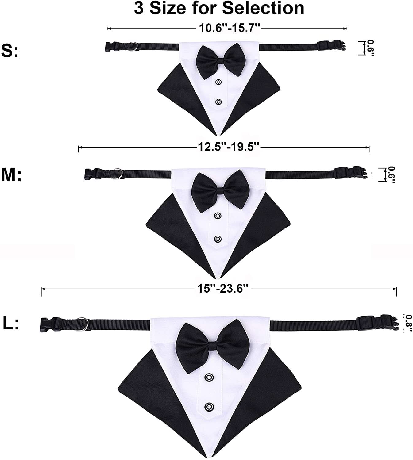 Formal Dog Tuxedo Bandana Collar with Adjustable Bow Tie for Large Dogs