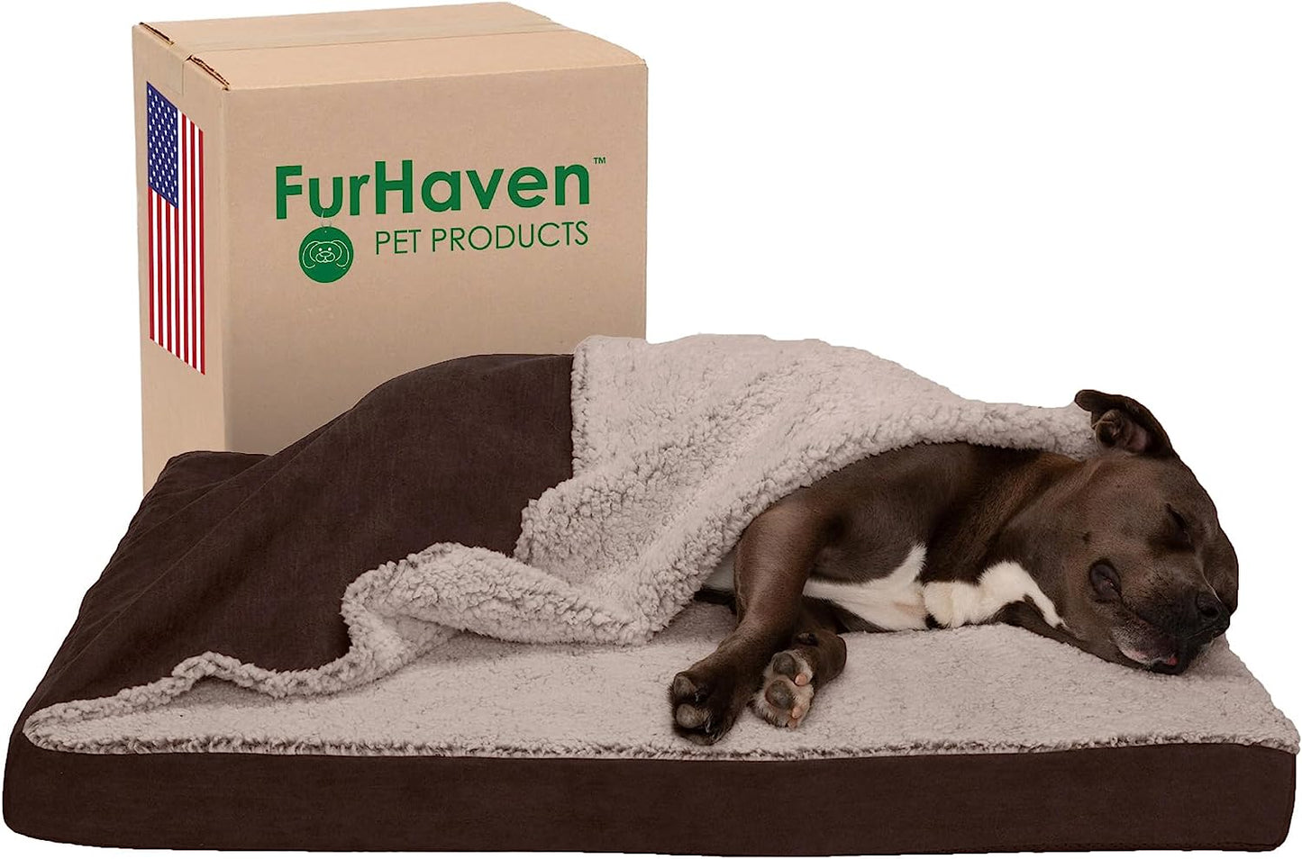Large Medium Dog Cooling Gel Bed with Removable Washable Cover for Dogs up to 55 lbs - Berber & Suede Top Mattress - Espresso