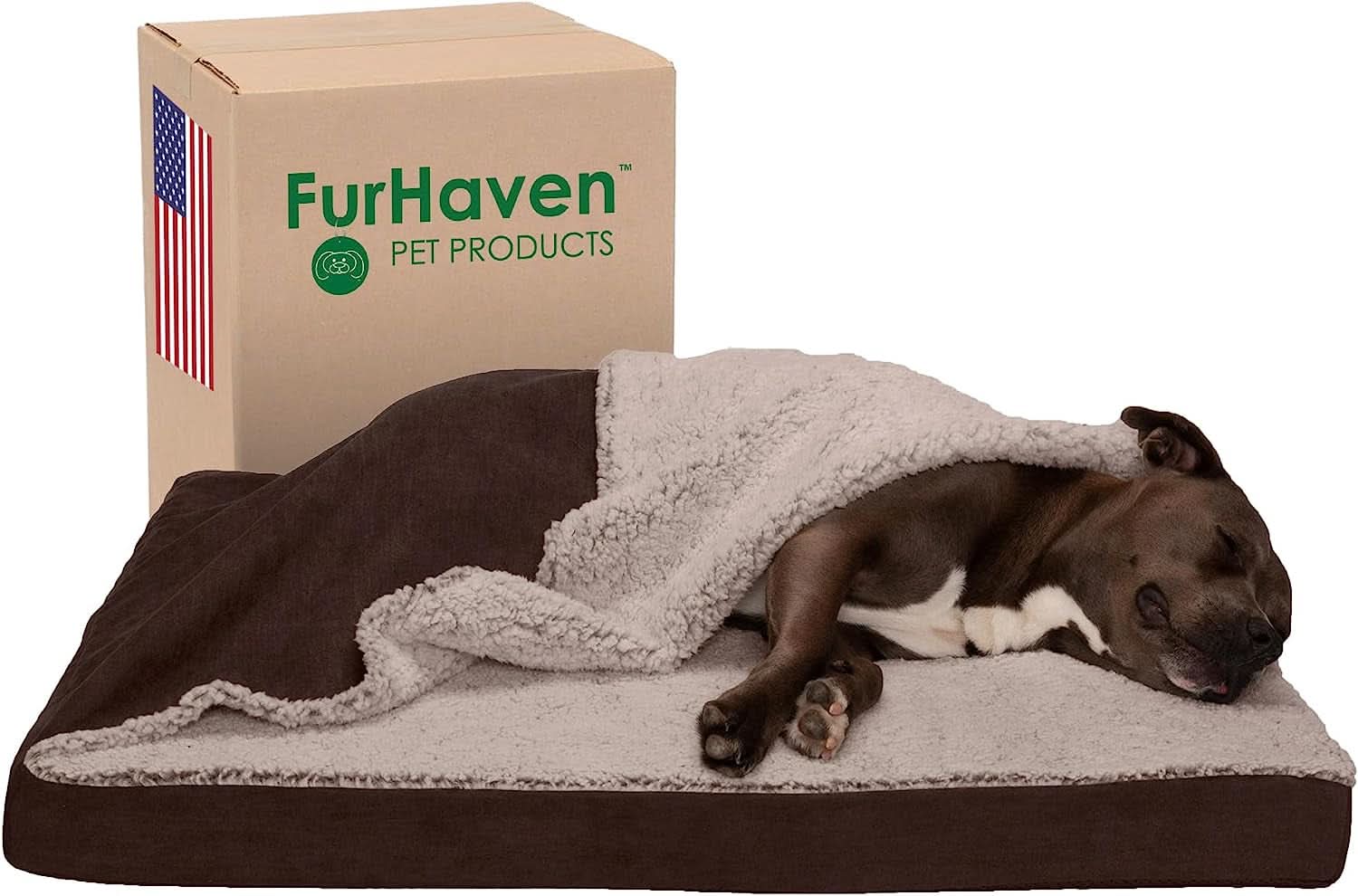 Large Medium Dog Cooling Gel Bed with Removable Washable Cover for Dogs up to 55 lbs - Berber & Suede Top Mattress - Espresso