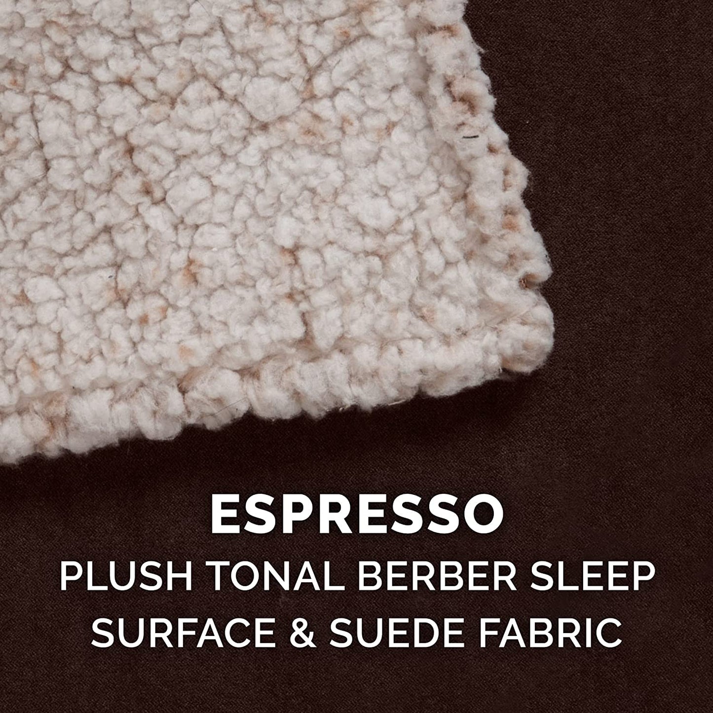 Large Medium Dog Cooling Gel Bed with Removable Washable Cover for Dogs up to 55 lbs - Berber & Suede Top Mattress - Espresso
