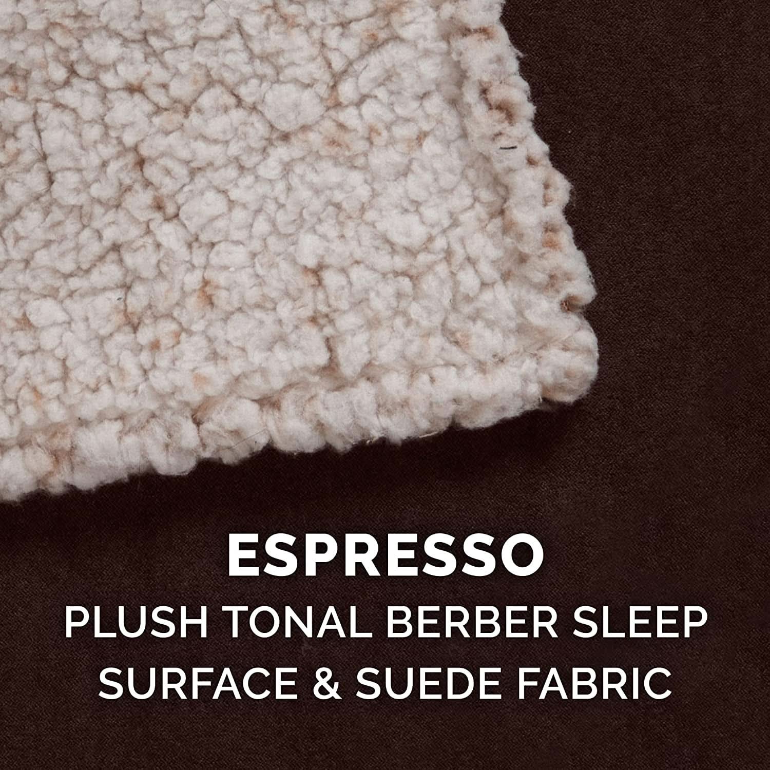 Large Medium Dog Cooling Gel Bed with Removable Washable Cover for Dogs up to 55 lbs - Berber & Suede Top Mattress - Espresso