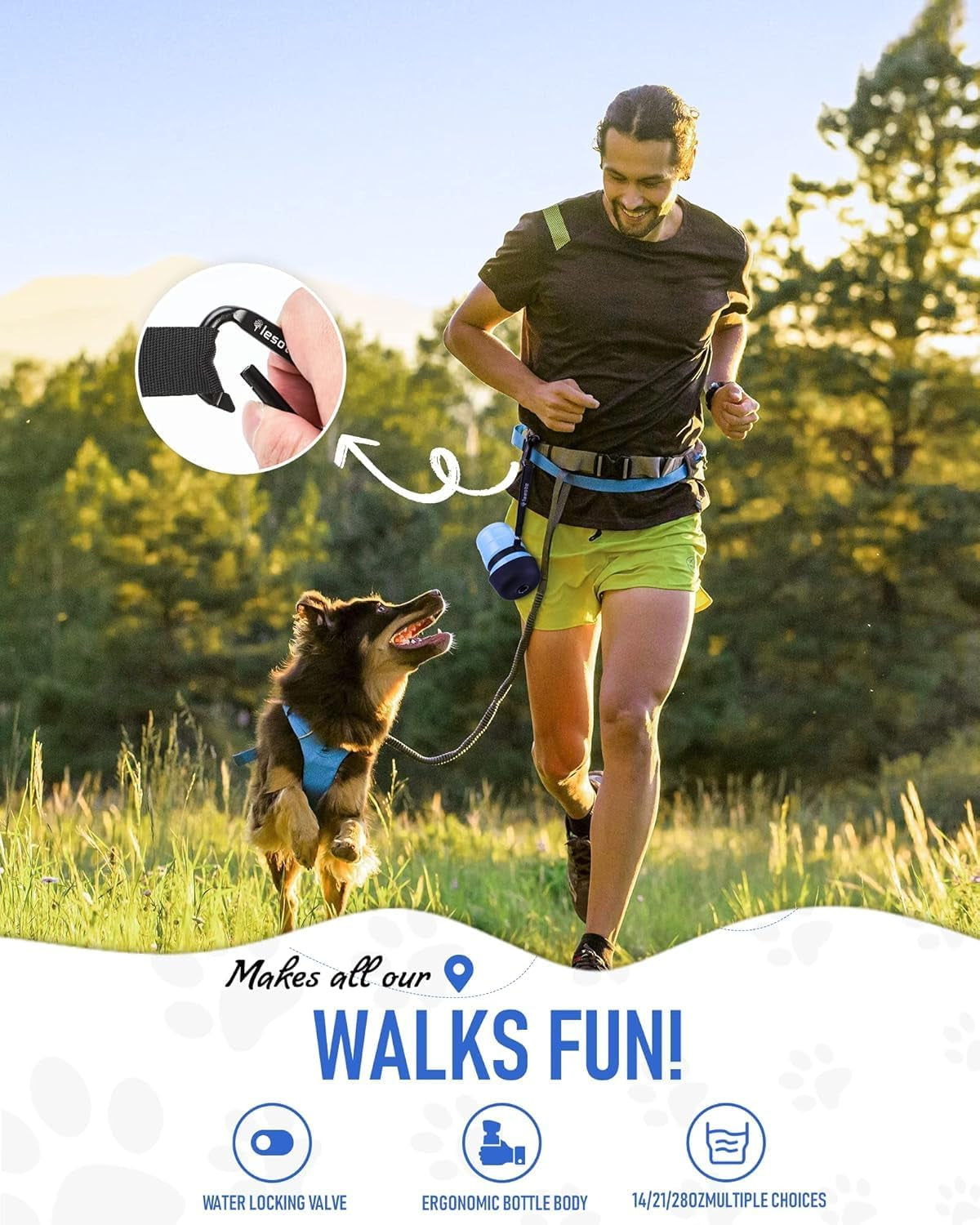 Portable Dog Water Bottle with Integrated Bowl, Leak-Proof Travel Dispenser for Outdoor Activities and Pet Essentials