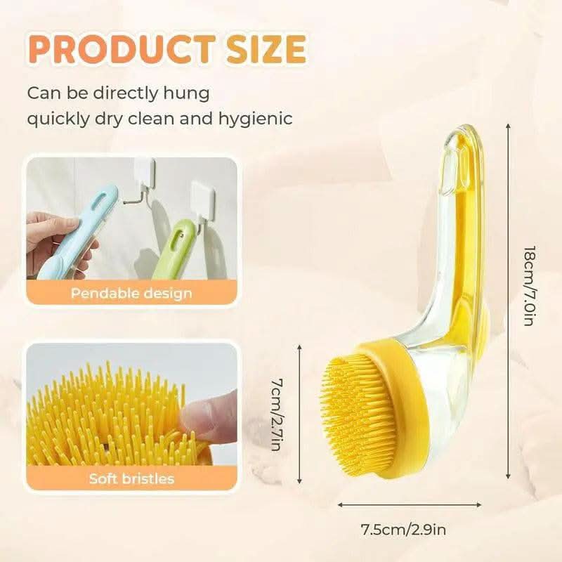 Pet Bath Brush 2 in 1 Dog Bath Brush with Built-In Shampoo Dispenser Multi-Functional Dog Bath Brush for Long & Short Haired Dogs Cats Shower