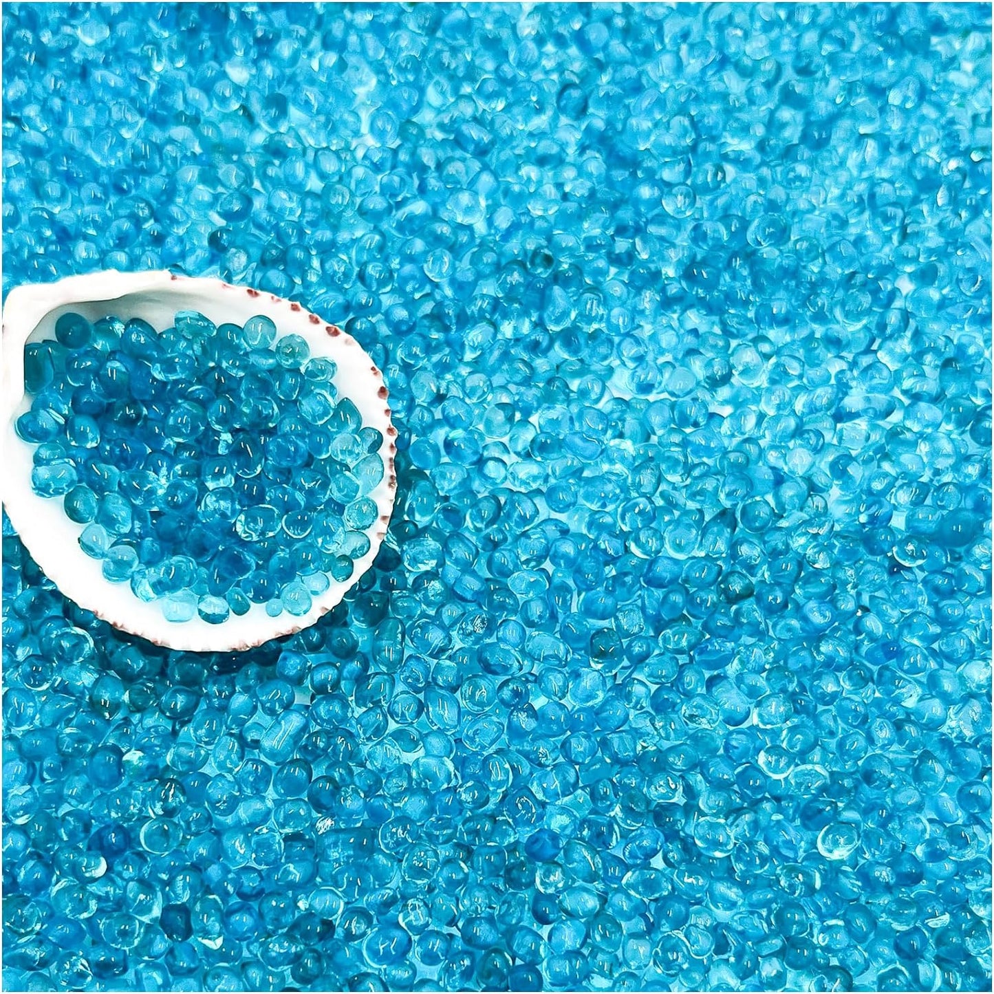 2.2 Lbs Polished Smooth Aquarium Substrate Gravel - Vibrant Blue Sea Glass Decorative Stones for Fish Tanks, Vases, Fairy Gardens, and Potted Plants