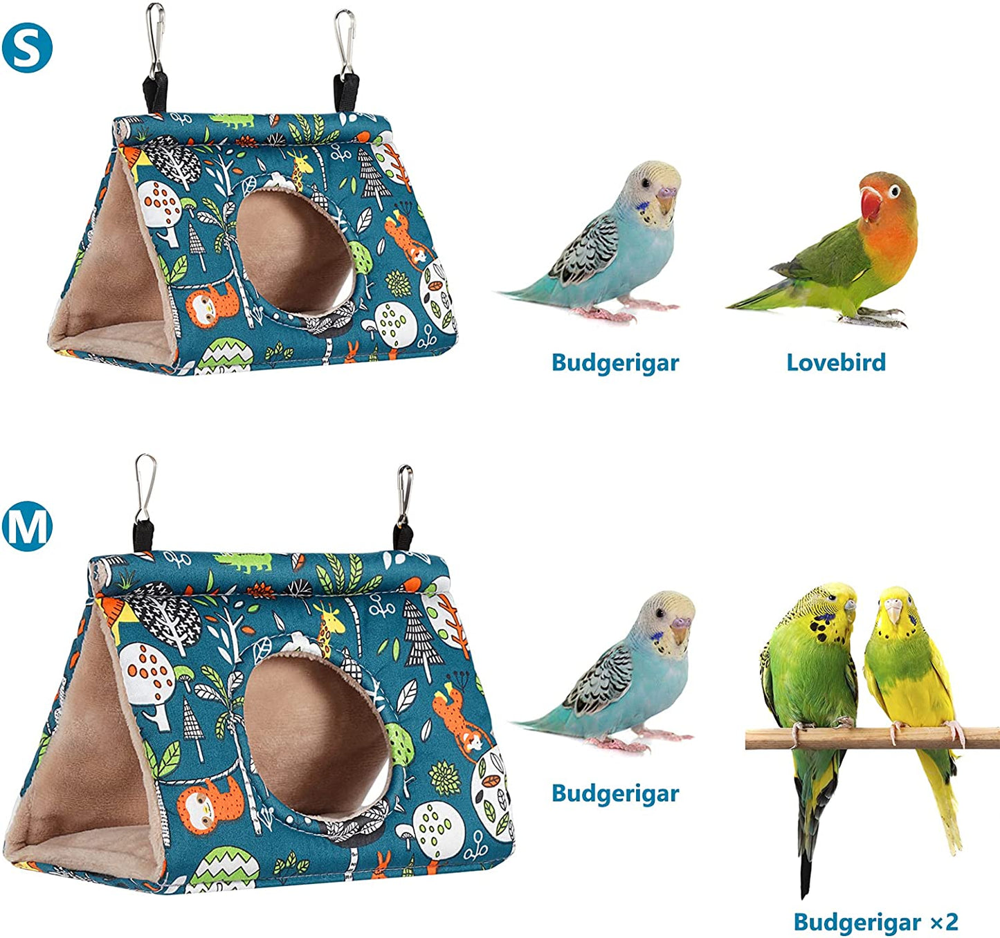 Winter Warm Bird Nest House - Plush Hanging Hammock for Budgies, Lovebirds, Parrots, Parakeets, and Cockatiels