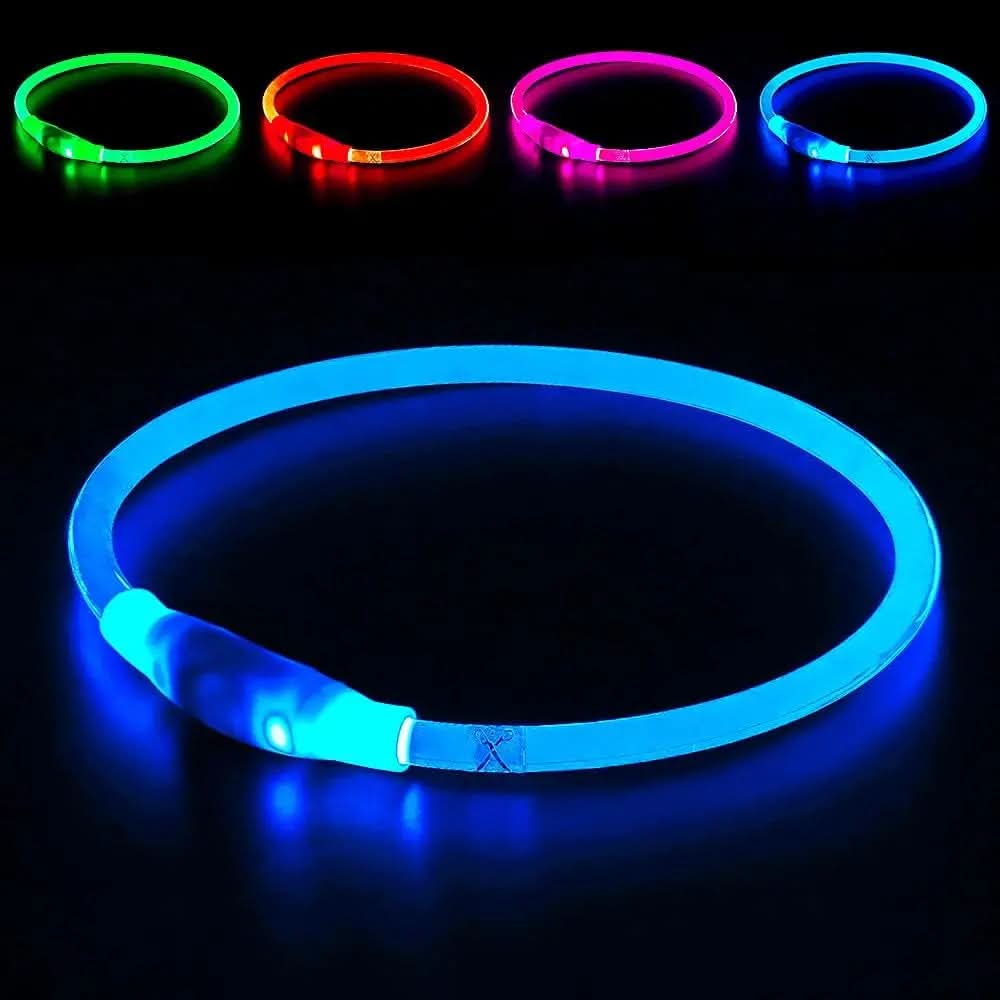 USB Rechargeable LED Dog Collar - Enhanced Night Visibility Safety Necklace for Small, Medium, and Large Dogs (Blue)