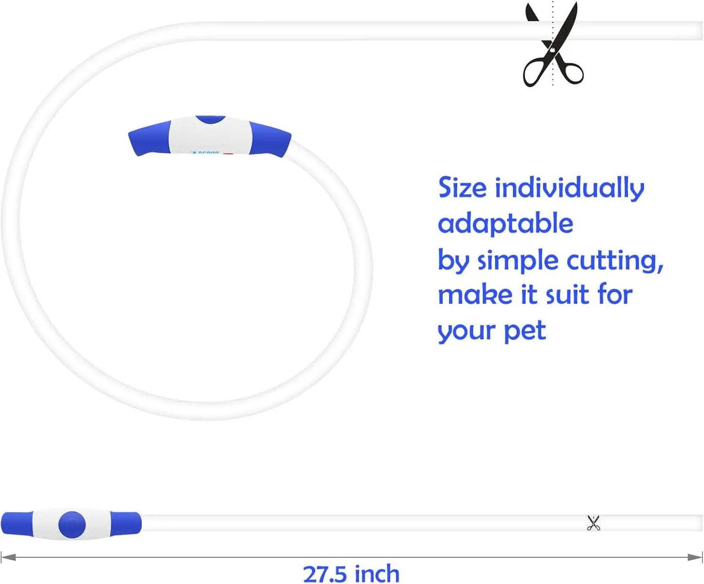 USB Rechargeable LED Dog Collar - Enhanced Night Visibility Safety Necklace for Small, Medium, and Large Dogs (Blue)
