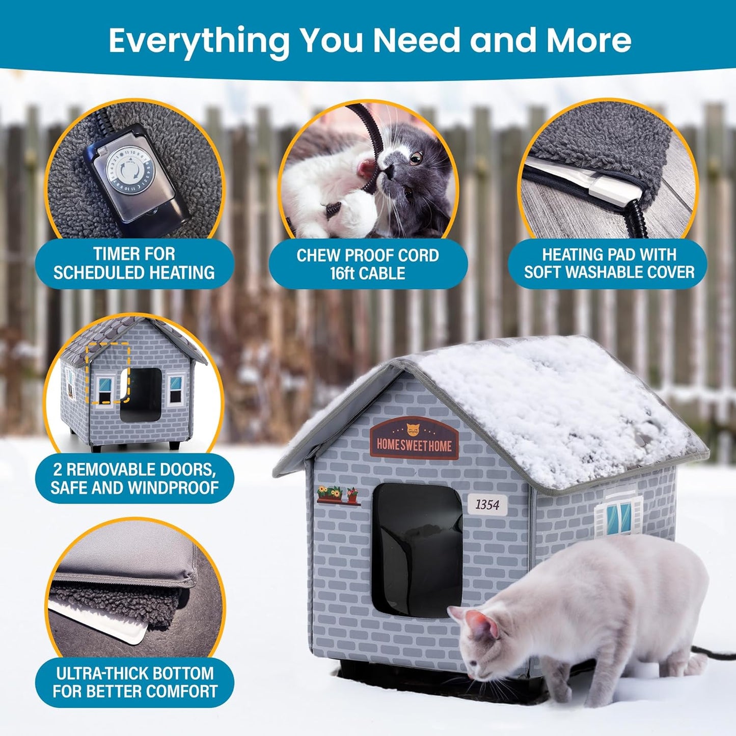 Weatherproof Heated Outdoor Cat House for Winter Use - Effortless Assembly for Outdoor Cats