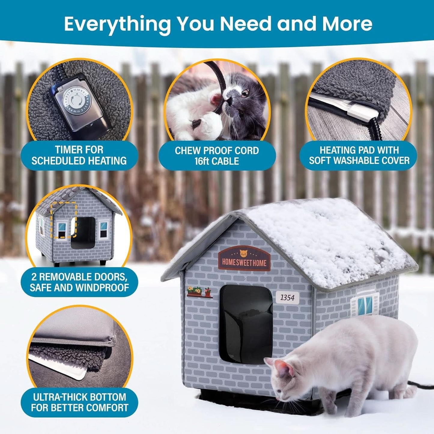 Weatherproof Heated Outdoor Cat House for Winter Use - Effortless Assembly for Outdoor Cats