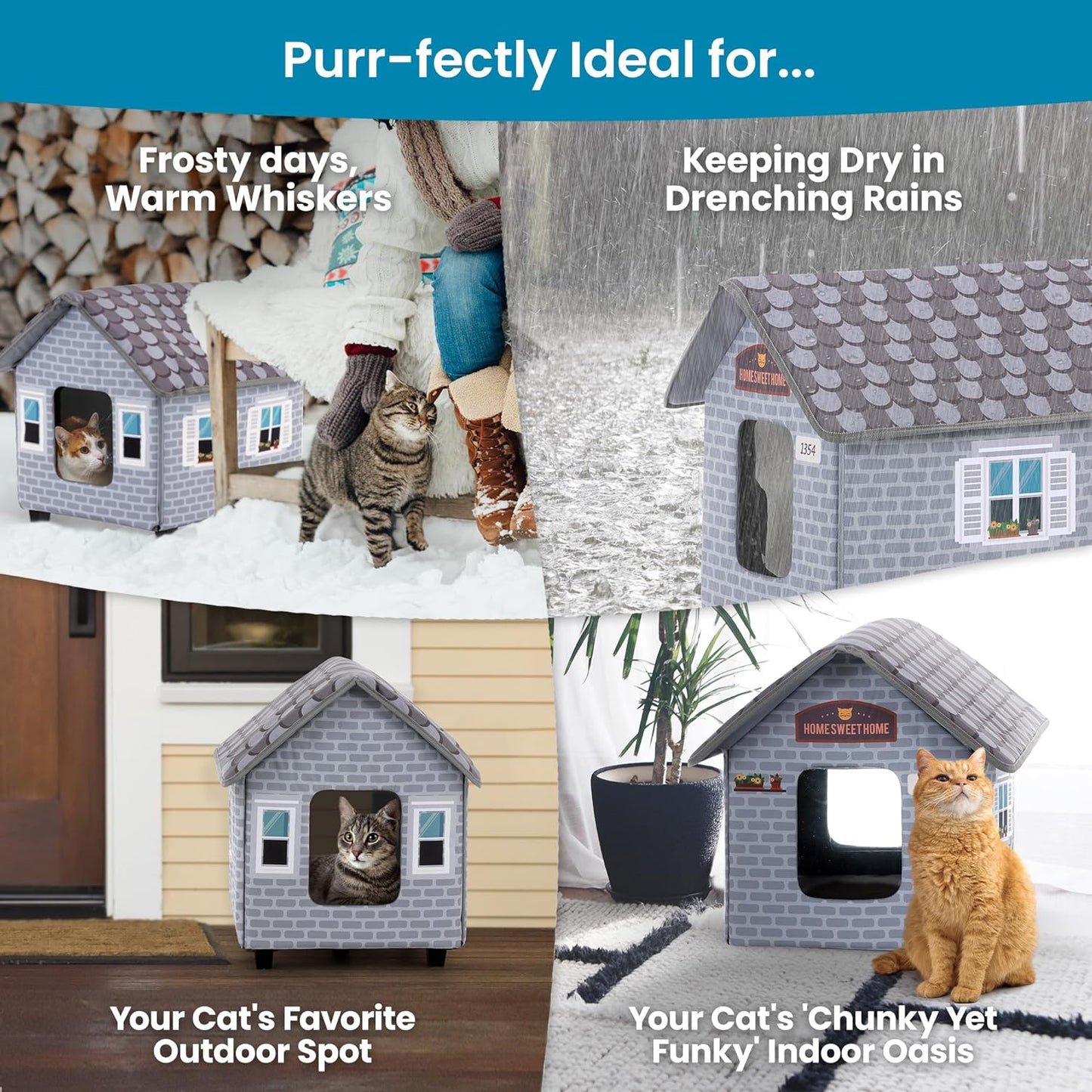 Weatherproof Heated Outdoor Cat House for Winter Use - Effortless Assembly for Outdoor Cats
