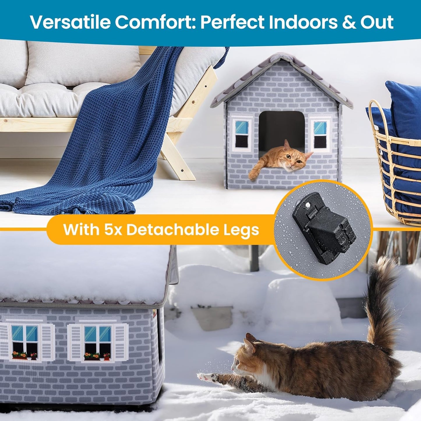 Weatherproof Heated Outdoor Cat House for Winter Use - Effortless Assembly for Outdoor Cats