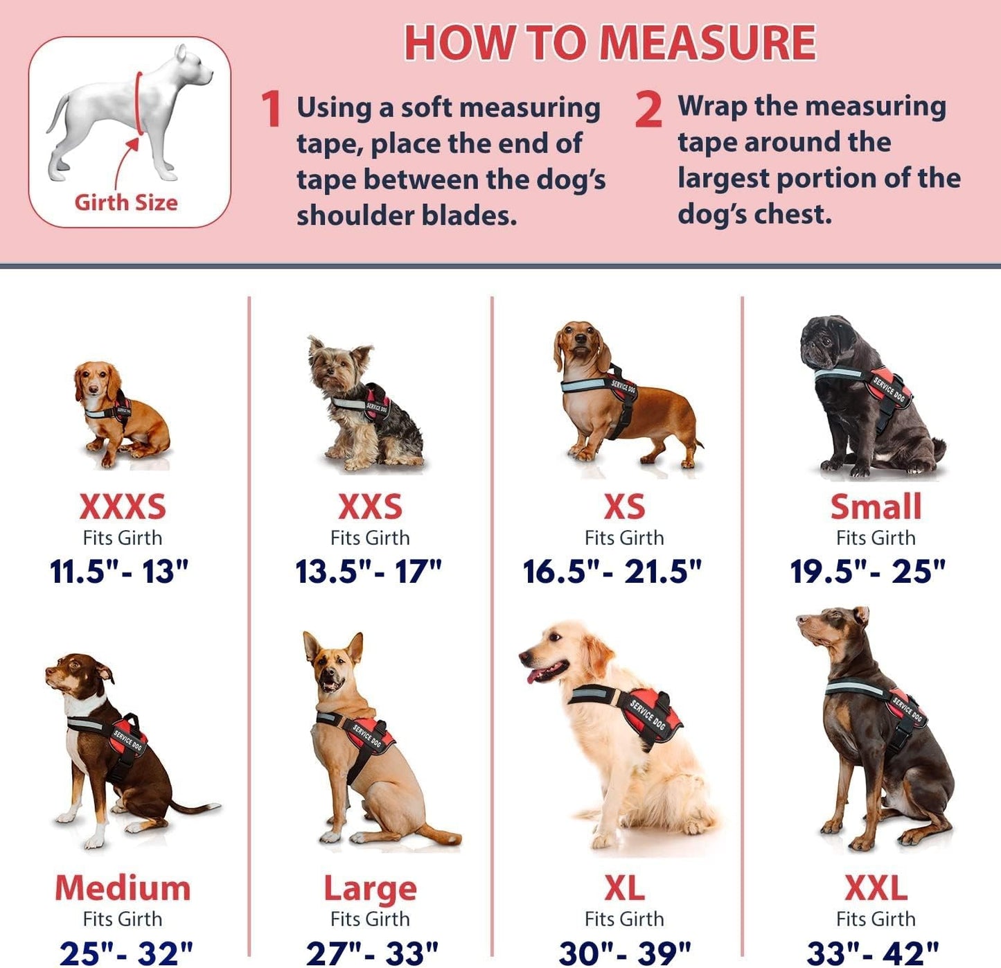 Service Dog Training Vest with Adjustable Hook and Loop Straps and Handle - Available in Sizes XXS to XXL - Features Reflective Patch and Comfortable Mesh Design