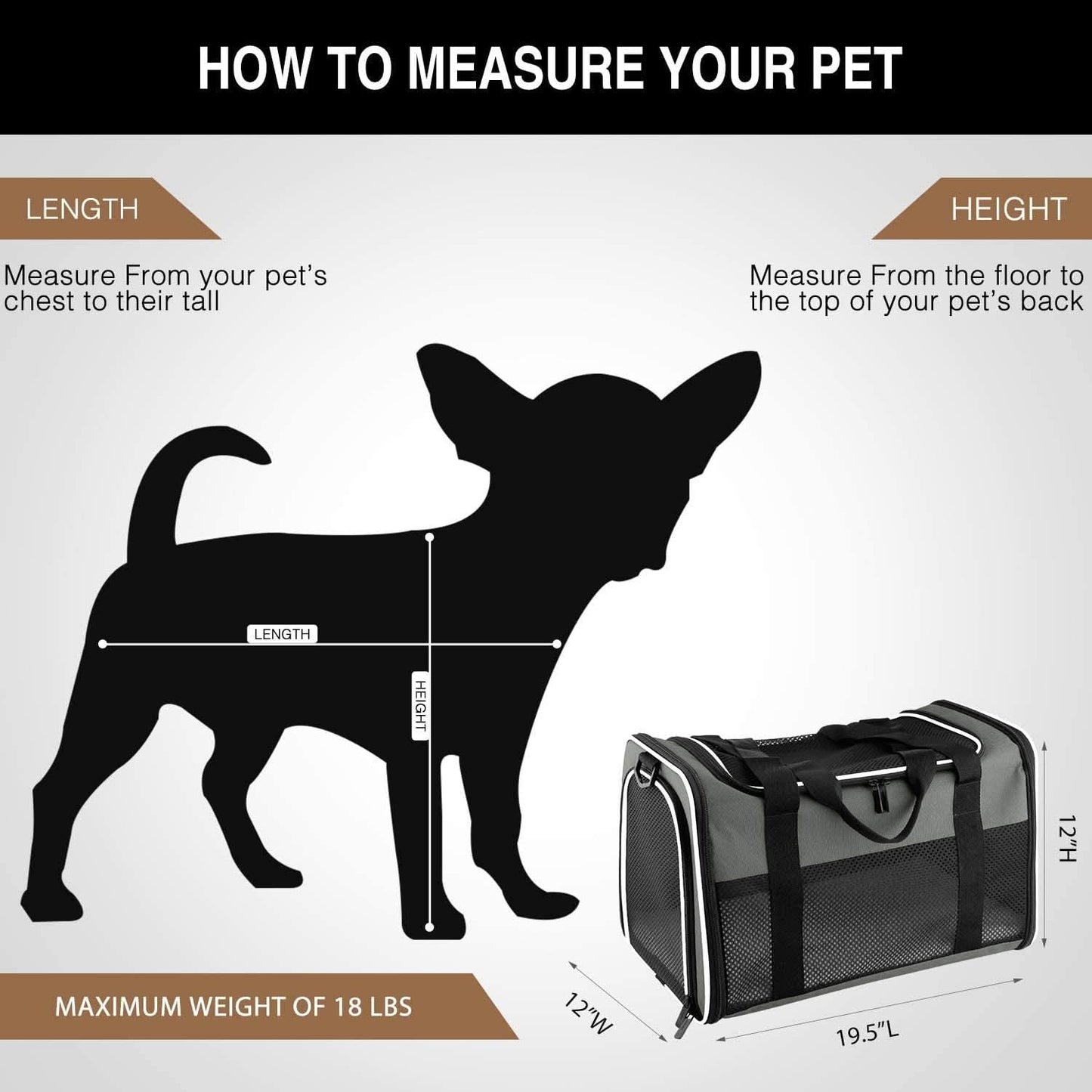 Portable Foldable Cat and Dog Carrier - Soft-Sided Pet Travel Bag for Pets up to 28 lbs, Airline Approved