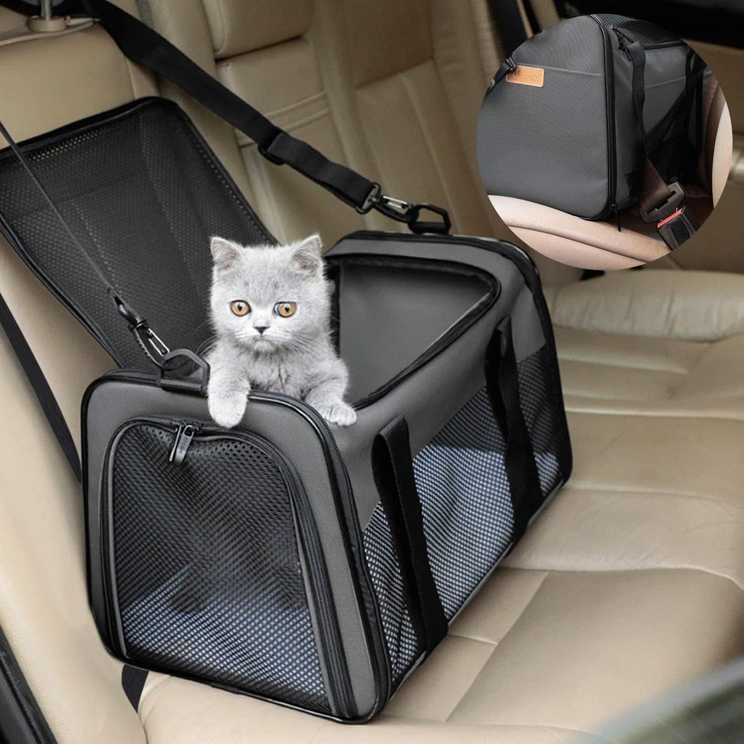 Portable Foldable Cat and Dog Carrier - Soft-Sided Pet Travel Bag for Pets up to 28 lbs, Airline Approved