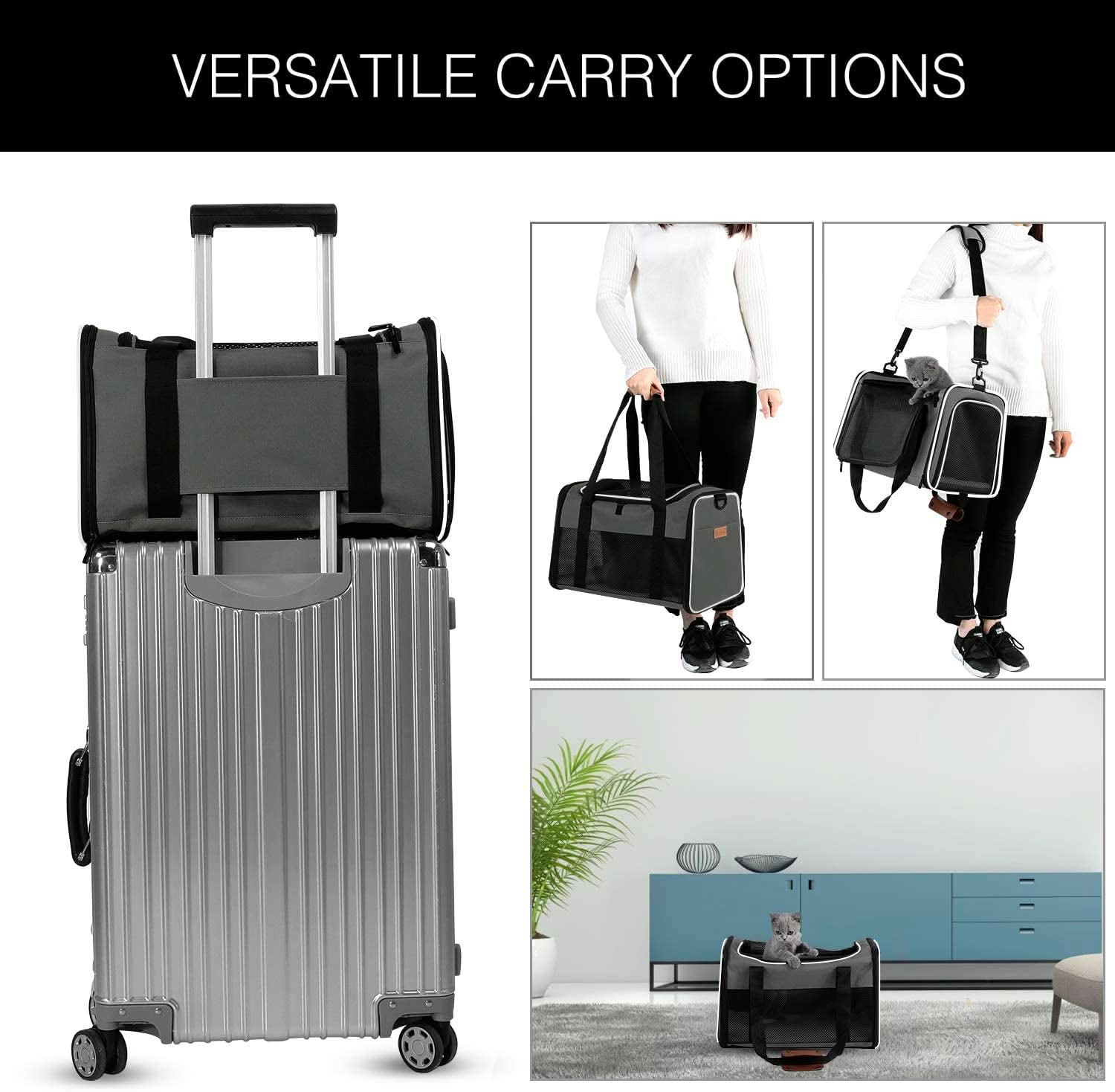 Portable Foldable Cat and Dog Carrier - Soft-Sided Pet Travel Bag for Pets up to 28 lbs, Airline Approved