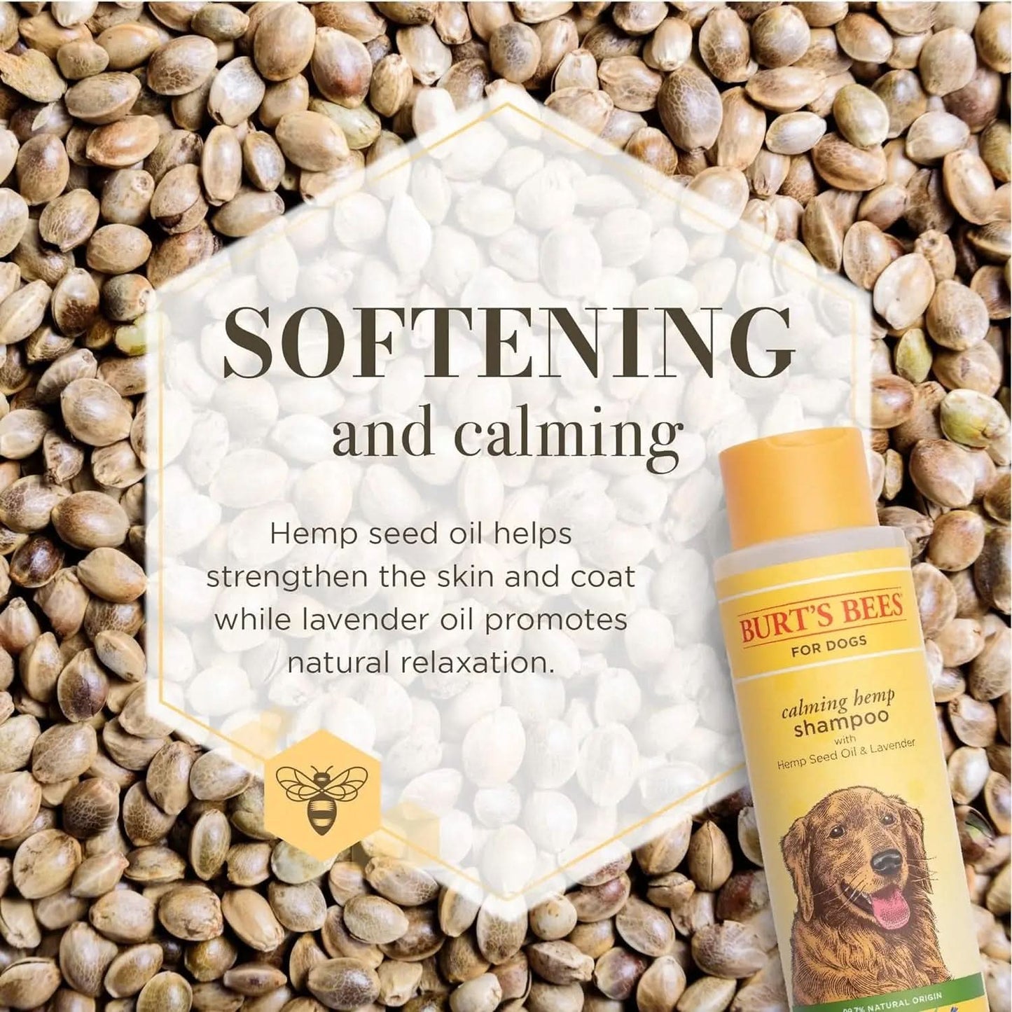 Calming Dog Shampoo with Hemp Seed Oil and Lavender - 95% Natural Formula, Gentle Care for Dogs, 16 Oz
