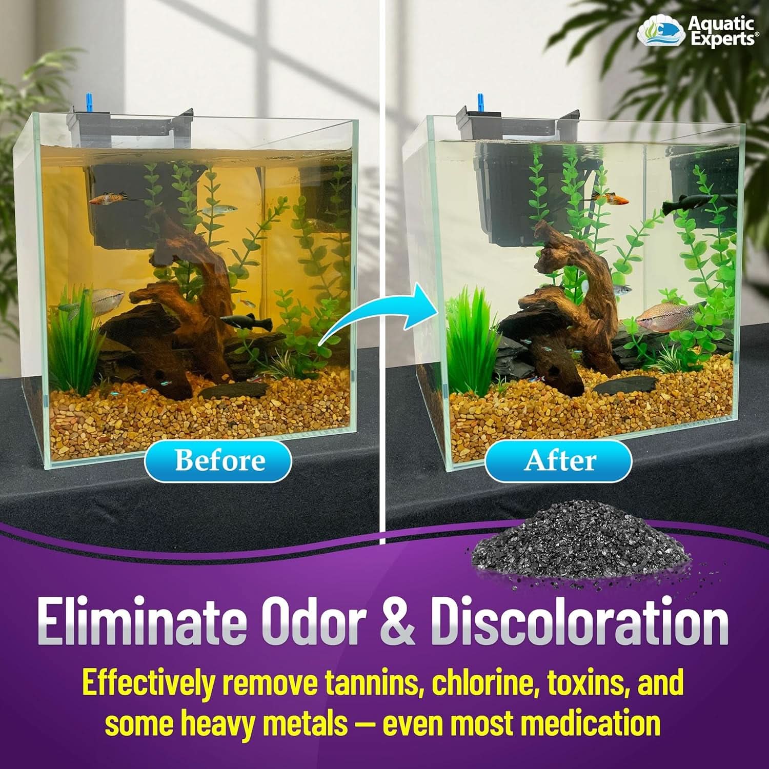 Premium Activated Carbon for Aquariums - Granulated Charcoal Filter Media (3 lbs with Fine Mesh Bag)