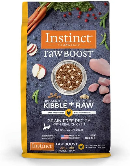Raw Boost High-Protein Grain-Free Dry Cat Food with Freeze-Dried Chicken Pieces, 10 lb Bag