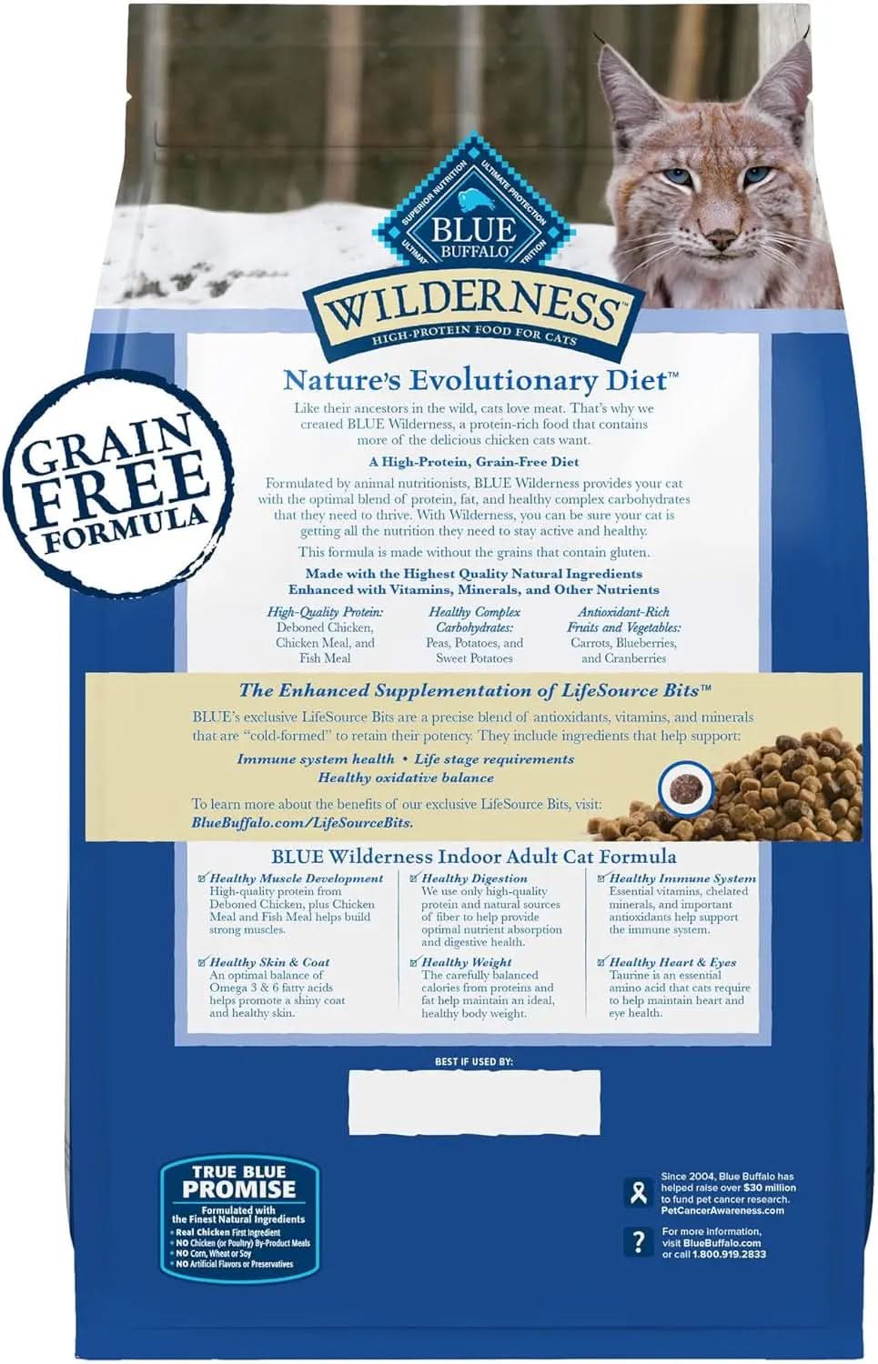 Blue Buffalo Wilderness High-Protein Grain-Free Natural Dry Cat Food for Adults, Chicken Flavor, 11 lb Bag
