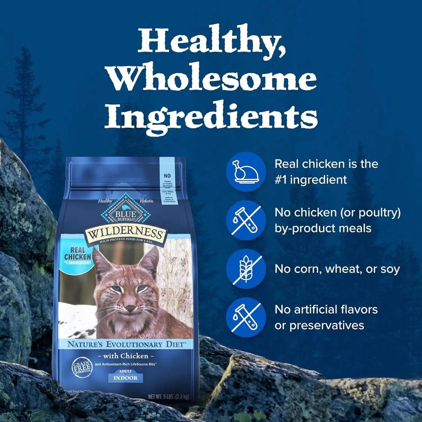 Blue Buffalo Wilderness High-Protein Grain-Free Natural Dry Cat Food for Adults, Chicken Flavor, 11 lb Bag