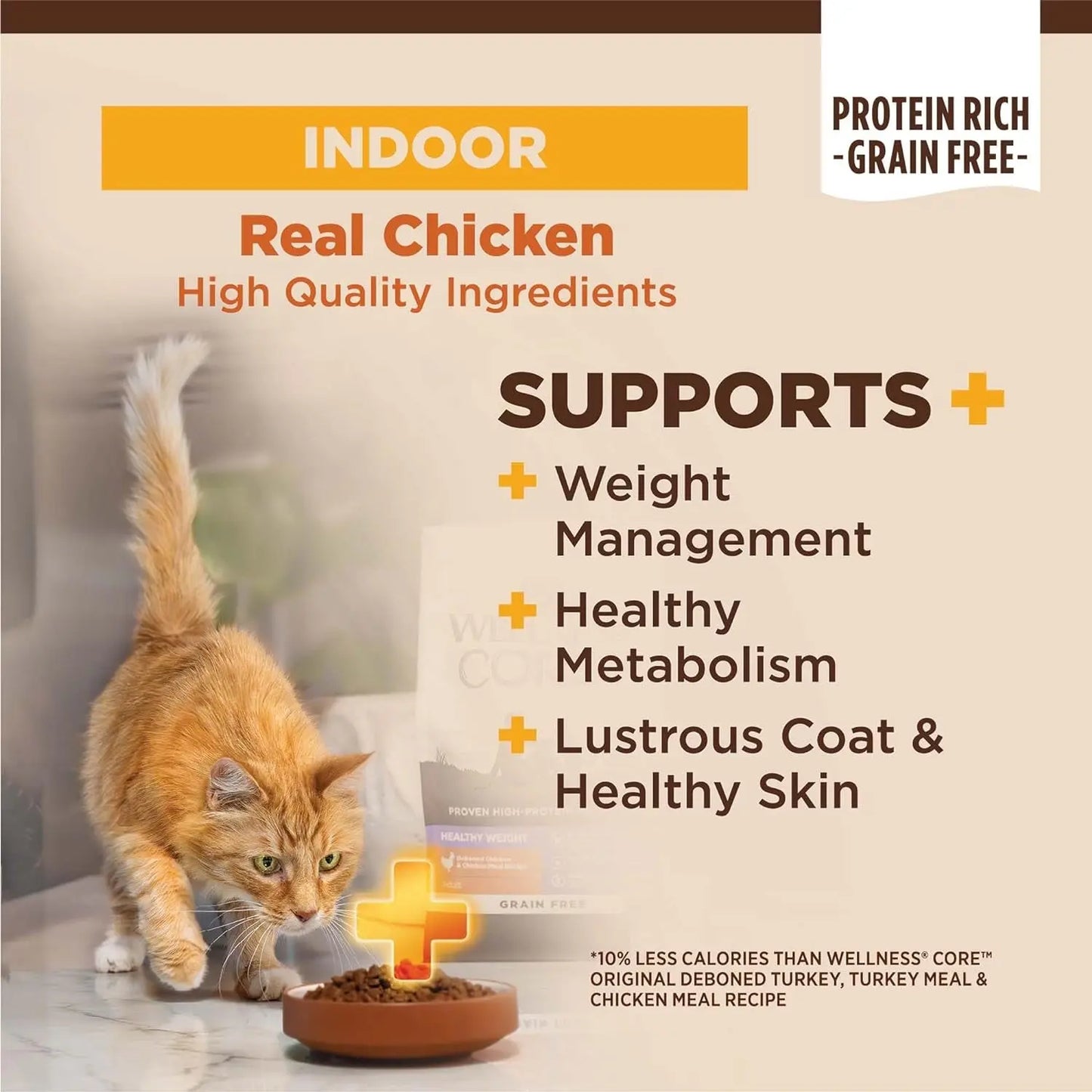 CORE+ Grain-Free Adult Dry Cat Food for Indoor Cats, Natural Chicken, Turkey & Chicken Meal, 5 lb Bag