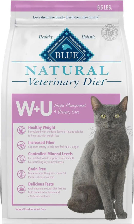 Natural Veterinary Diet W+U Weight Management and Urinary Care Dry Cat Food, Chicken Flavor, 6.5 lb Bag - Prescription Required
