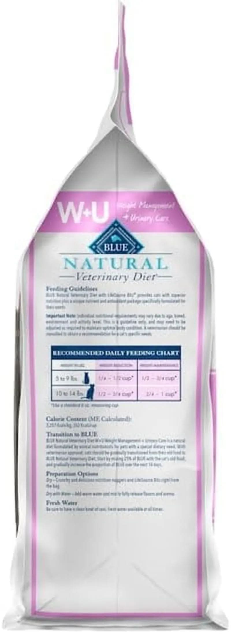 Natural Veterinary Diet W+U Weight Management and Urinary Care Dry Cat Food, Chicken Flavor, 6.5 lb Bag - Prescription Required