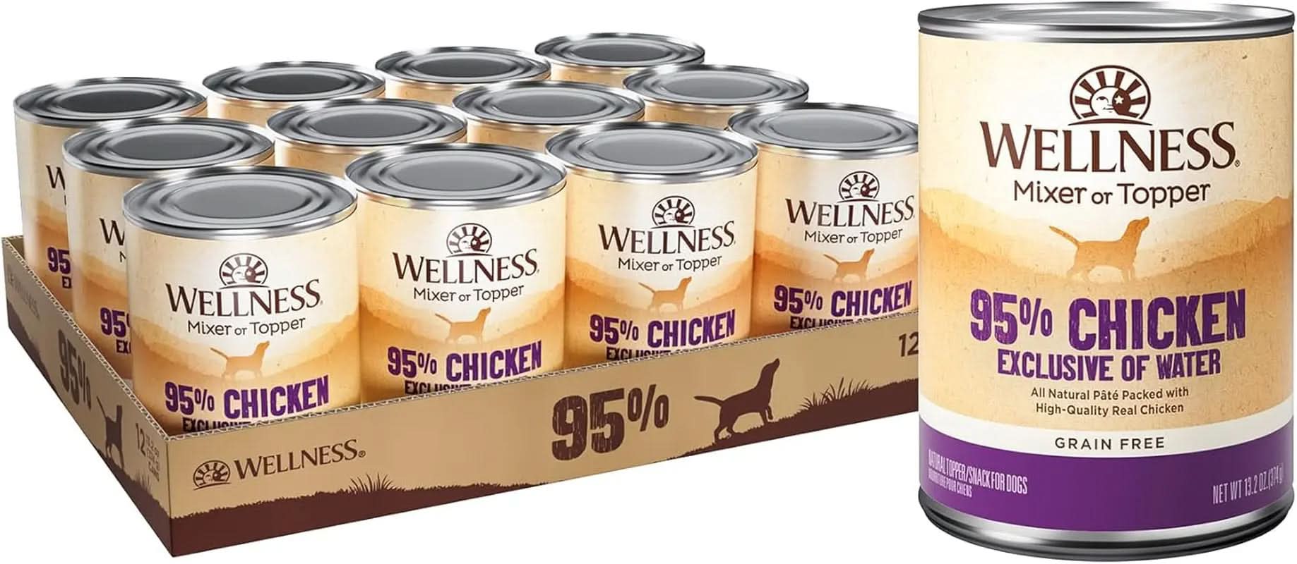 95% Chicken Grain-Free Natural Wet Dog Food, 13.2 Ounce Can (Pack of 12)