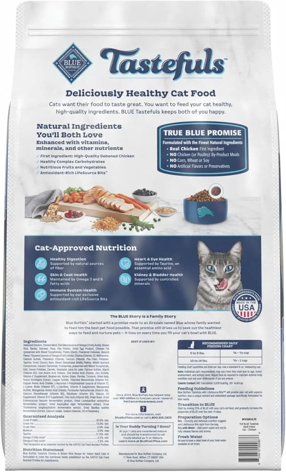 Tastefuls Natural Dry Cat Food for Adults, Chicken and Brown Rice Recipe, 15 lb Bag