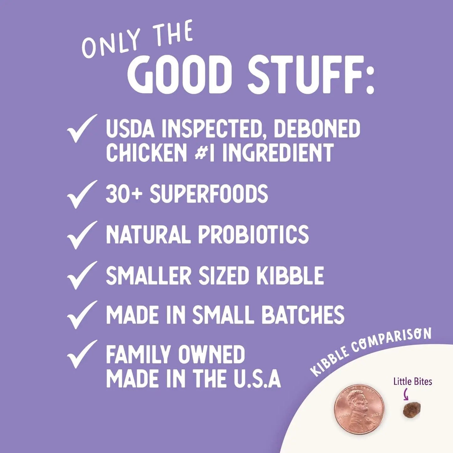 Little Bites Dry Dog Food for Small Breeds, Chicken & Brown Rice Formula, Promotes Skin, Coat, Digestion, and Immunity with Probiotics and Superfoods, 4 lb Bag