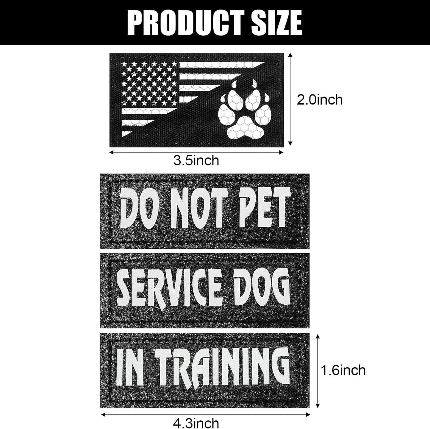 8-Pack Reflective Service Dog Vest Patches - "Do Not Pet" in Training Harness, Removable Tactical Dog Vest Patches with Printed Paw Design (Classic Patterns, 4.3 x 1.6 Inches)
