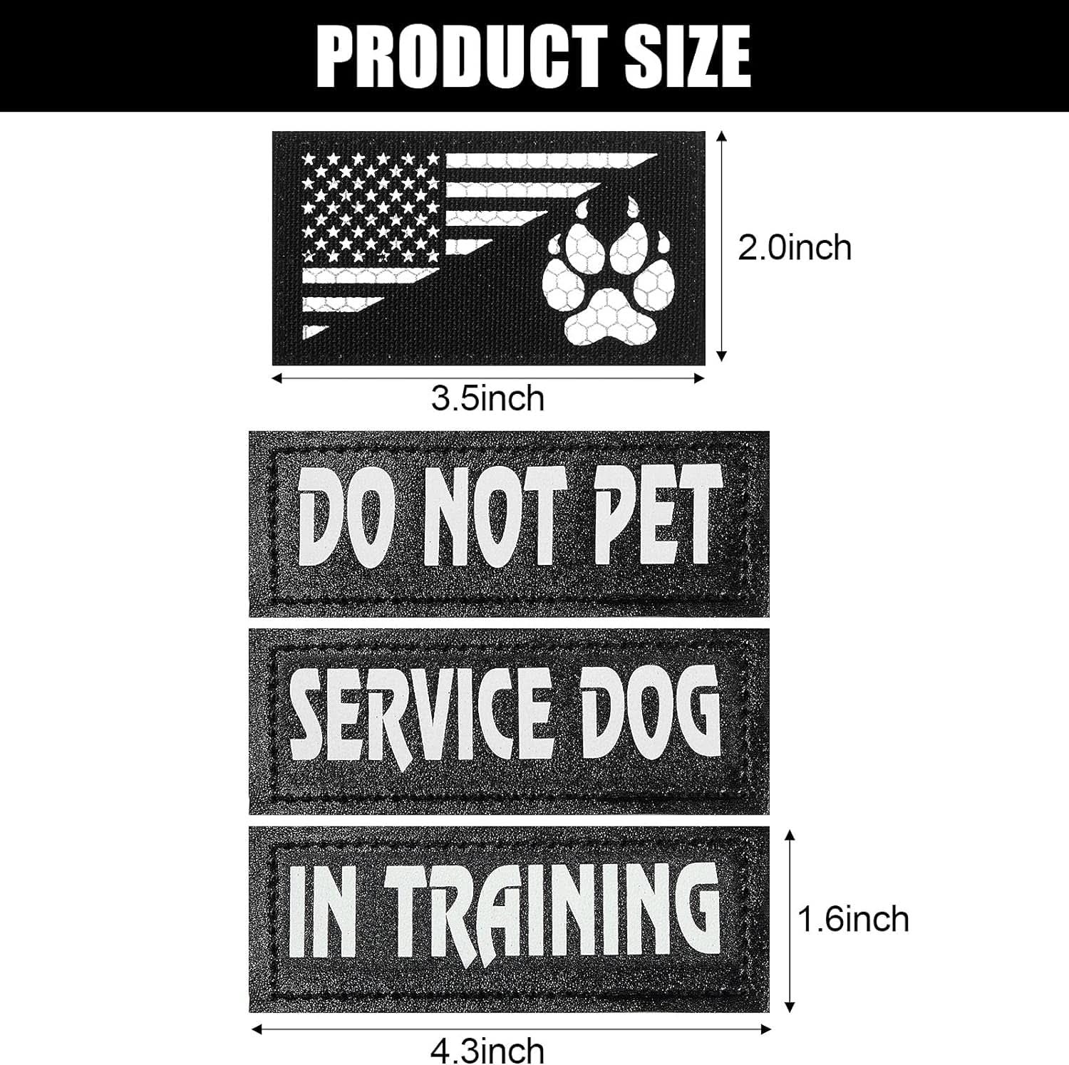 8-Pack Reflective Service Dog Vest Patches - "Do Not Pet" in Training Harness, Removable Tactical Dog Vest Patches with Printed Paw Design (Classic Patterns, 4.3 x 1.6 Inches)