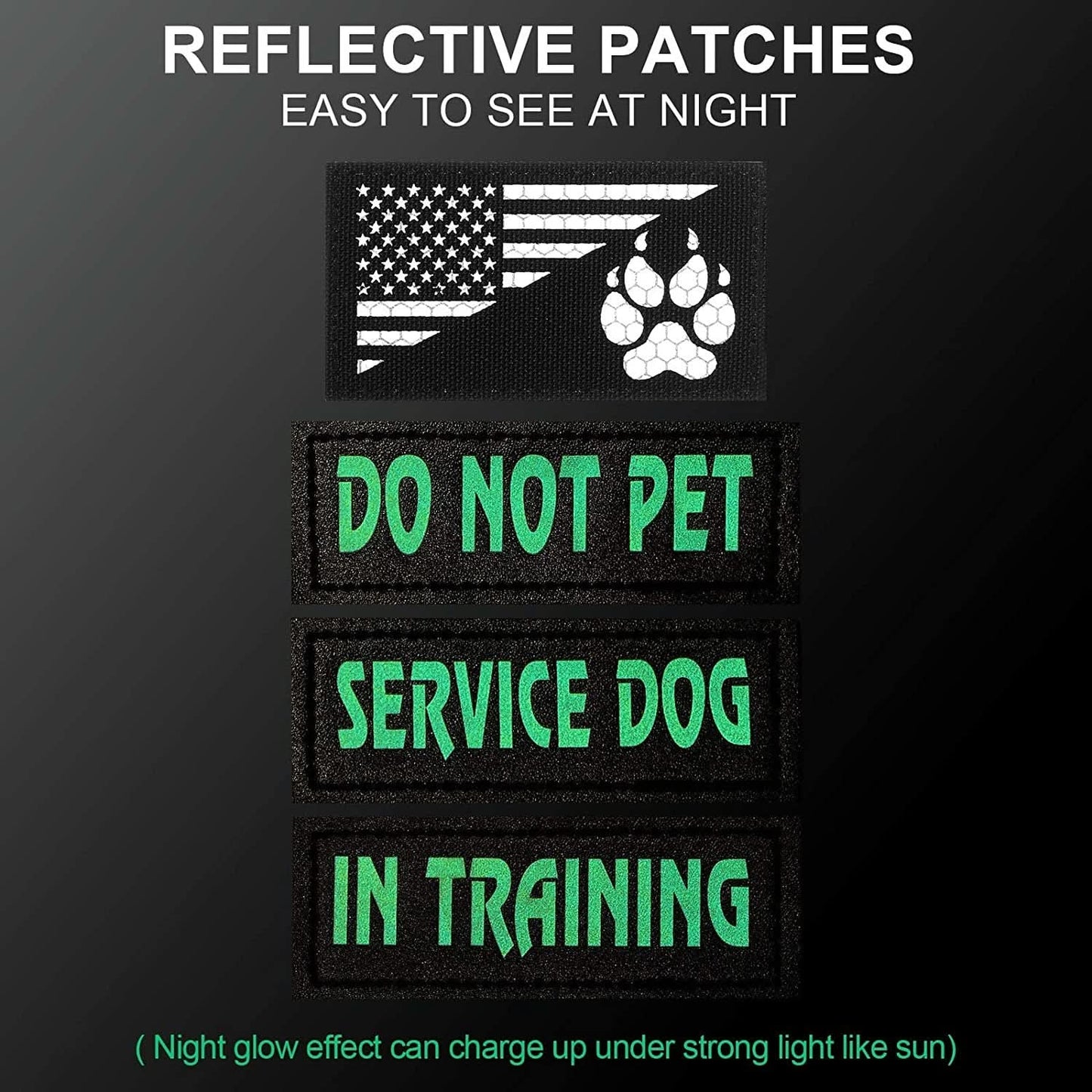 8-Pack Reflective Service Dog Vest Patches - "Do Not Pet" in Training Harness, Removable Tactical Dog Vest Patches with Printed Paw Design (Classic Patterns, 4.3 x 1.6 Inches)