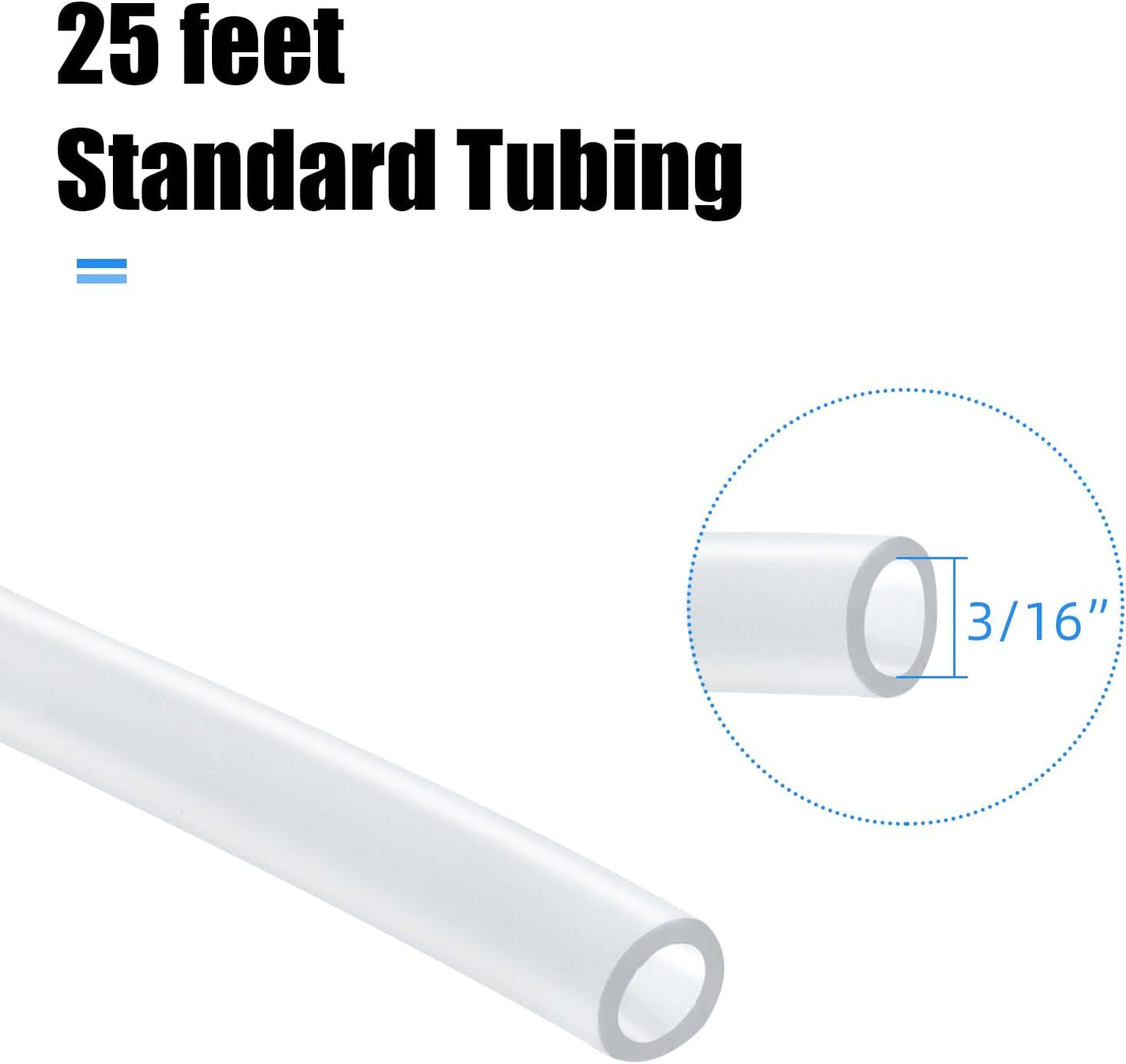 25 Feet Clear Aquarium Airline Tubing - Standard 3/16” Air Hose for Fish Tank Air Pumps, Hydroponics, and Ponds