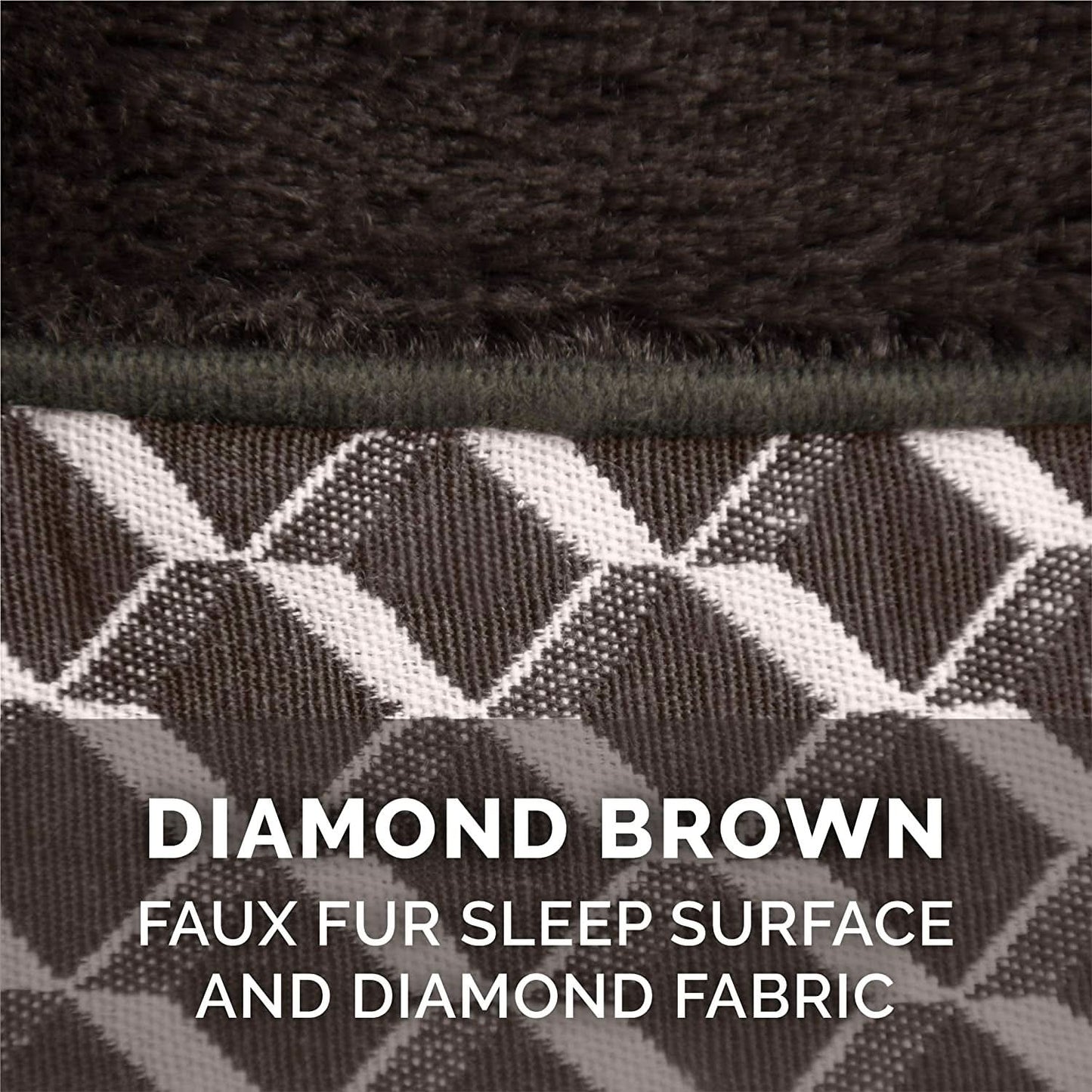Jumbo/XL Pillow Dog Bed for Large Dogs with Removable Bolsters and Washable Cover - Plush Woven Couch Sofa in Diamond Brown