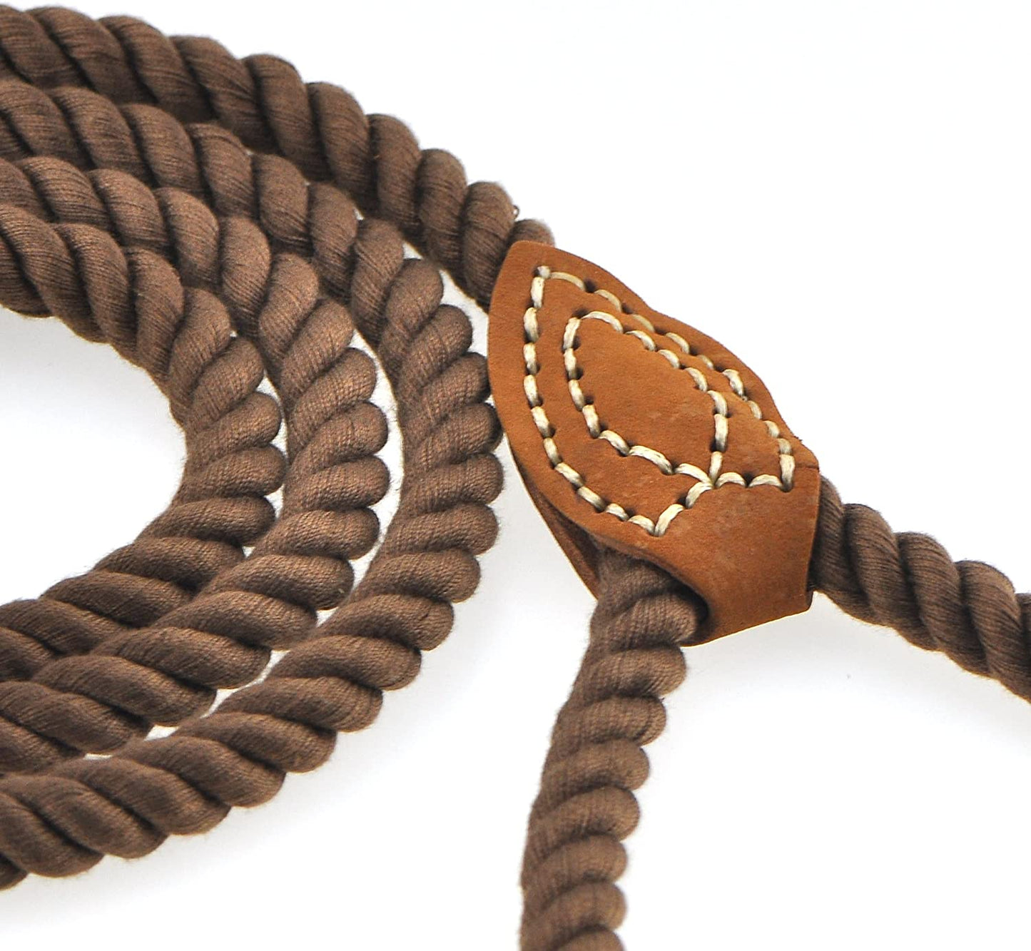 Heavy-Duty Braided Cotton Dog Leash with Leather Tip - 4FT, 1/2" Thick, Metal Clasp - Ideal for Walking, Training, and Weddings for Small to Large Dogs (Dark Brown)