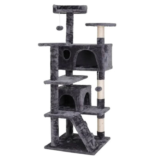 Segawe 55" H Cat Tree Condo with Plush Perches, Sisal Scratching Posts and 2 Hideaways