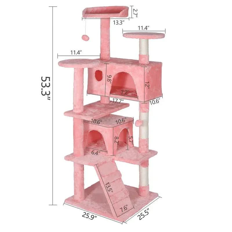 Segawe 55" H Cat Tree Condo with Plush Perches, Sisal Scratching Posts and 2 Hideaways