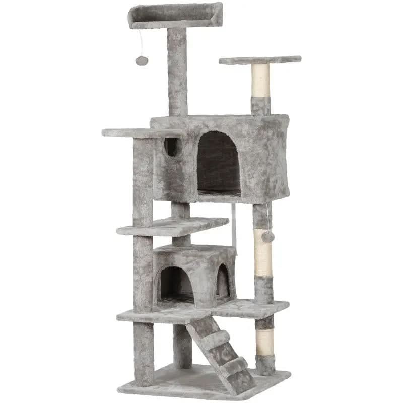 Segawe 55" H Cat Tree Condo with Plush Perches, Sisal Scratching Posts and 2 Hideaways