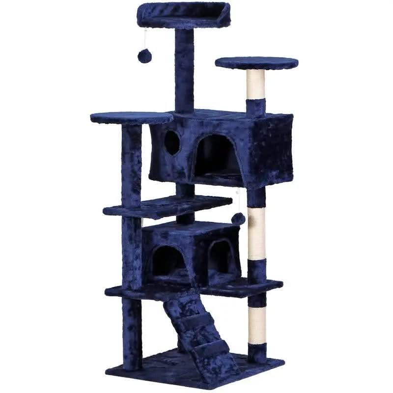Segawe 55" H Cat Tree Condo with Plush Perches, Sisal Scratching Posts and 2 Hideaways