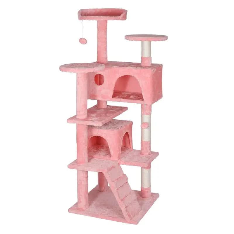 Segawe 55" H Cat Tree Condo with Plush Perches, Sisal Scratching Posts and 2 Hideaways