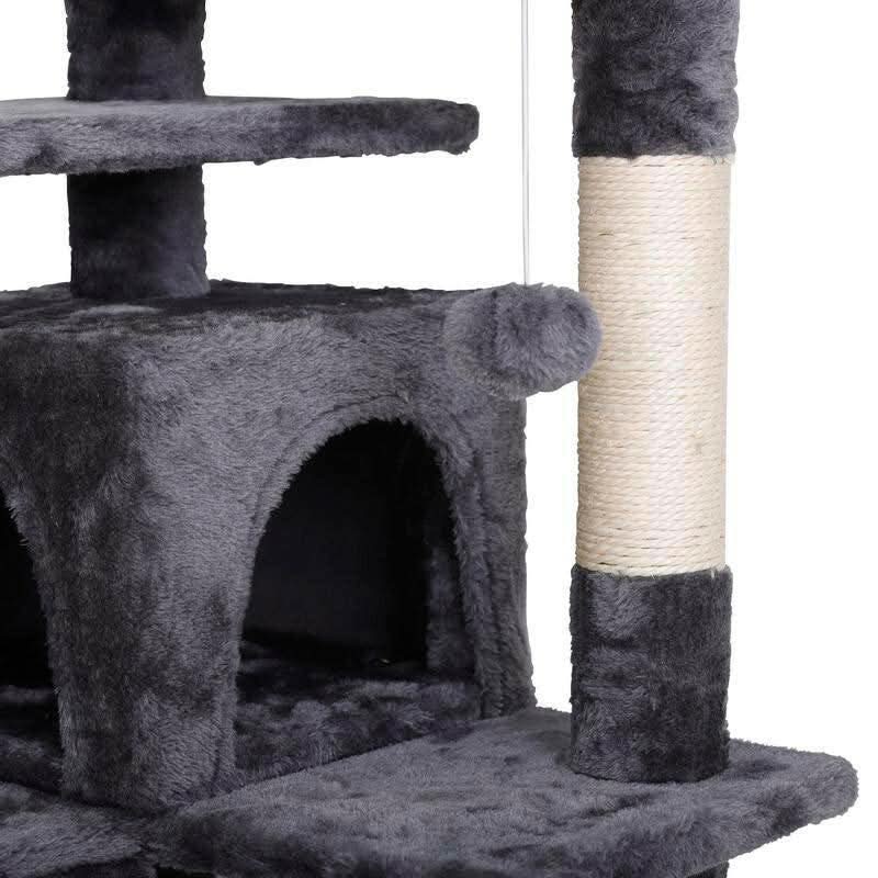 Segawe 55" Multi-Tier Cat Tree Condo with Plush Perches, Sisal Scratching Posts, and 2 Cozy Hideaways